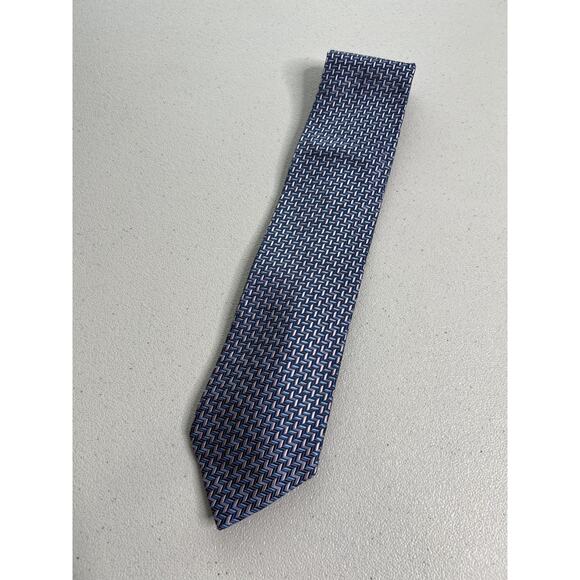 Altea Milano Blue, Pink Herringbone Pattern Tie NWOT - Picture 3 of 6